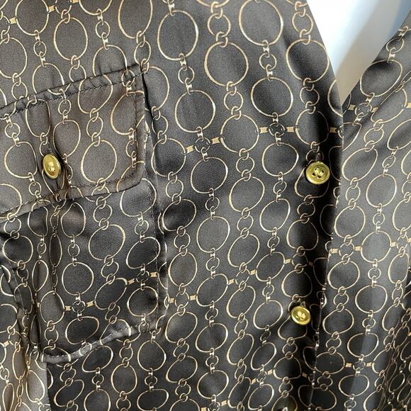 Jones of New‎ York Brown Satin Print Button Up Blouse Size 24W Career Old Money - Picture 5 of 13